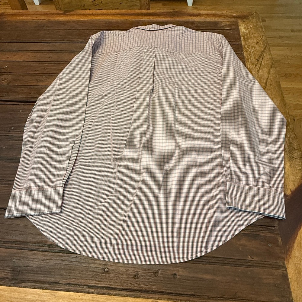 Tommy Hilfiger Mens XL Custom Fit Tattersall Check Shirt Red White Blue 80s 2Ply - Picture 3 of 8